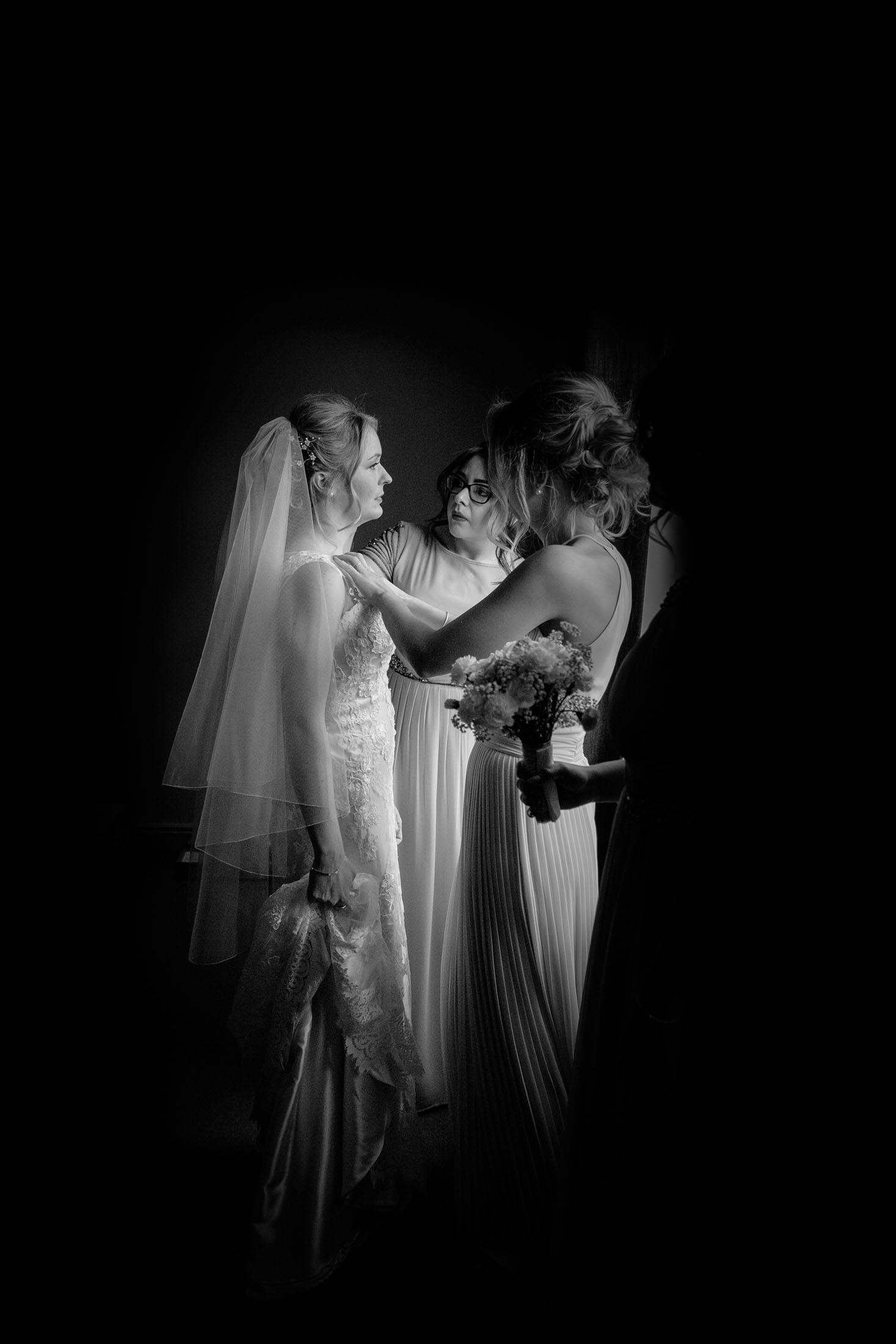  Bridemaids by Sheffield wedding photographer at Peak Edge Hotel wedding 